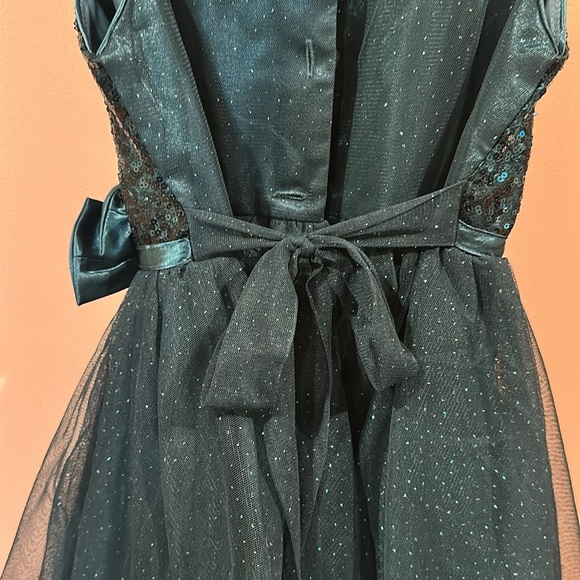 Jona Michelle Teal Sequin Dress with Bow - Picture 5 of 6